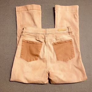 ARTICLES OF SOCIETY London Cropped Flare Jeans Contrast Pink Pocket 29